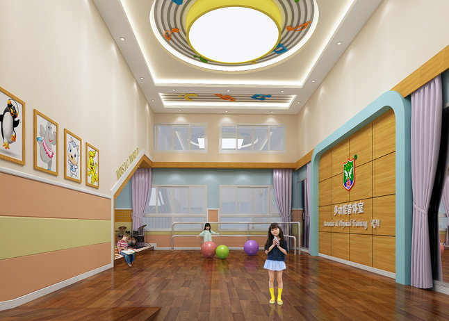 雅安恒新城伟才幼儿园——音体室设计效果图